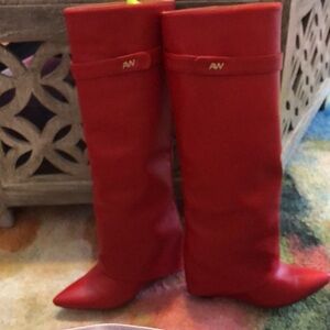 Azalea Wang beautiful rich red boots.  Worn a couple of times